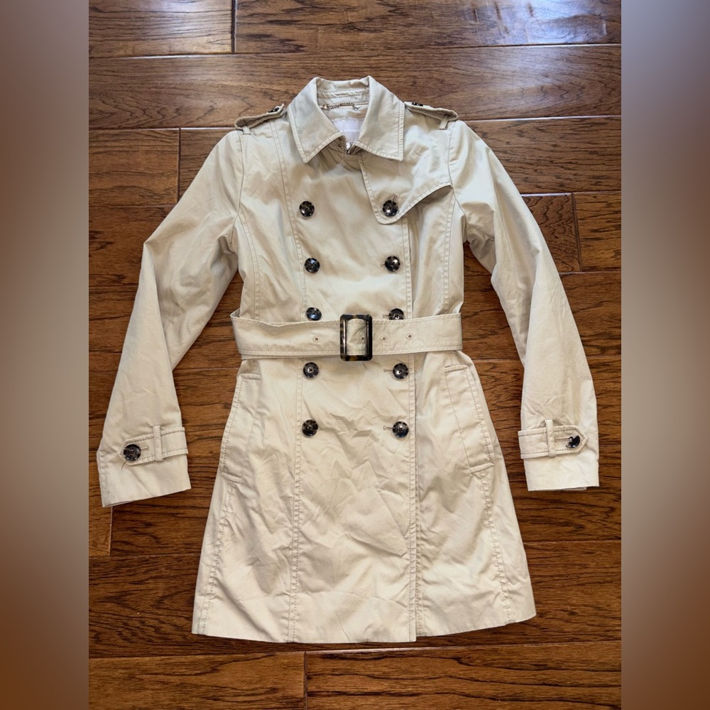 Banana Republic Classic Trench Coat Petite XS Light Khaki Tan